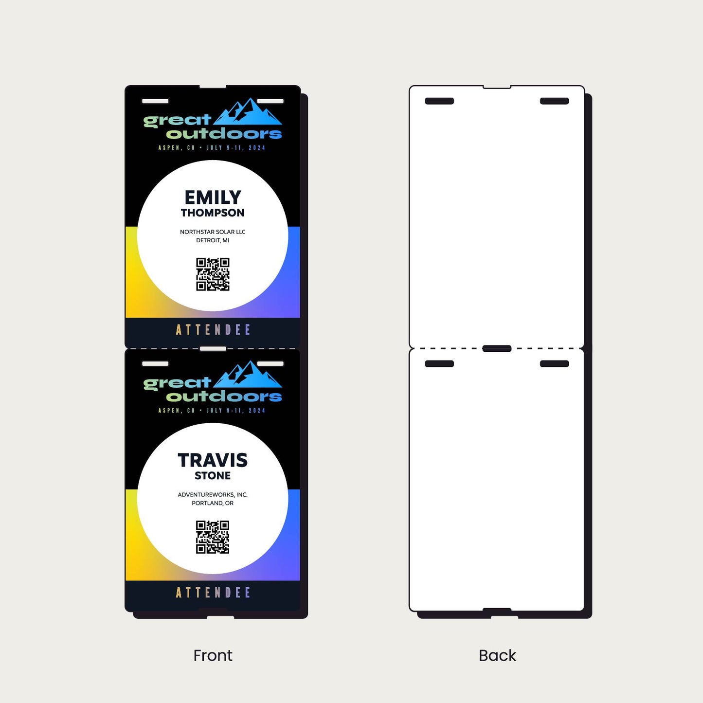 4x6 Paper Event Badge, Single-Sided, Double Notch