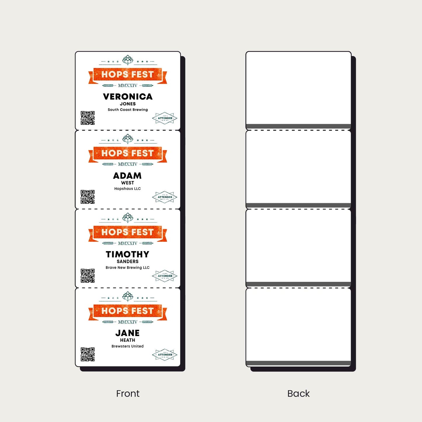 4” x 3” Paper Event Badge - Single Sided